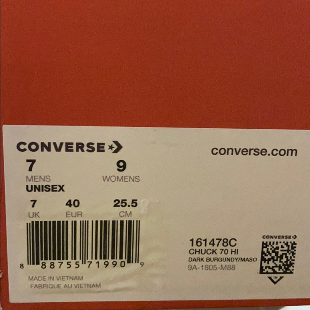 Converse Chuck 70 HI Dark Burgundy W AUTHENTIC - Picture 7 of 7